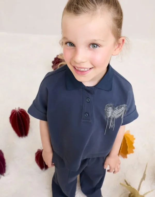 Brunello Cucinelli Poloshirt aus leichtem Stretch-Baumwollsweat mit Precious Flower Crest | Kinder Travelwear