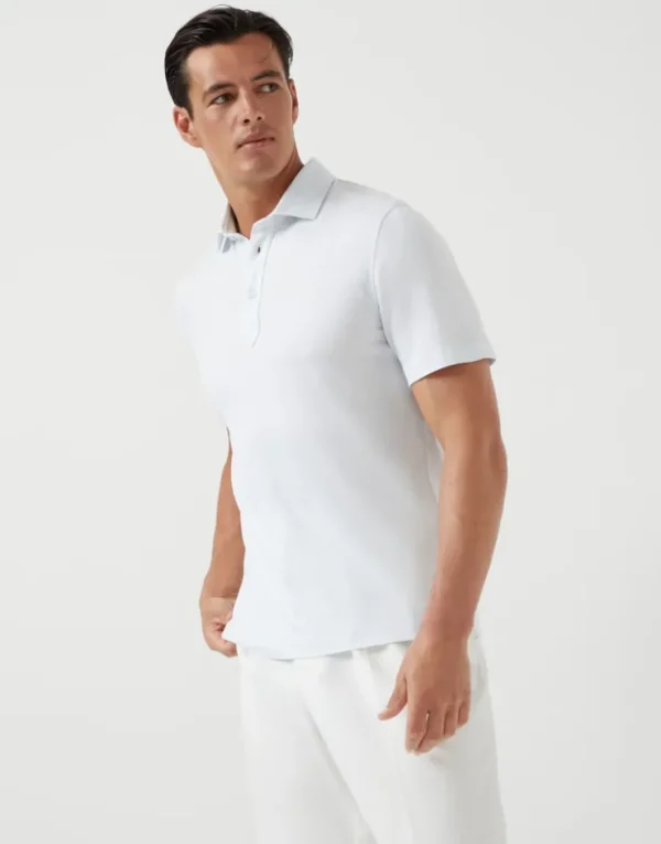 Brunello Cucinelli Poloshirt aus Pikee in Baumwolle und Leinen mit Hemdkragen | Herren T-shirts & Poloshirts