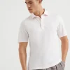 Brunello Cucinelli Poloshirt aus Pikee in Baumwolle und Leinen mit Hemdkragen | Herren T-shirts & Poloshirts