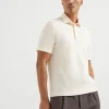 Brunello Cucinelli Poloshirt aus Pikee in Baumwolle und Leinen mit Hemdkragen | Herren T-shirts & Poloshirts