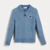 Brunello Cucinelli Poloshirt aus Strick in Alpaka, Baumwolle und Wolle mit Patch | Kinder Strickwaren