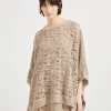 Brunello Cucinelli Poncho aus Foliage Lace-Strick in Leinen und Diamantseide | Damen Strickwaren