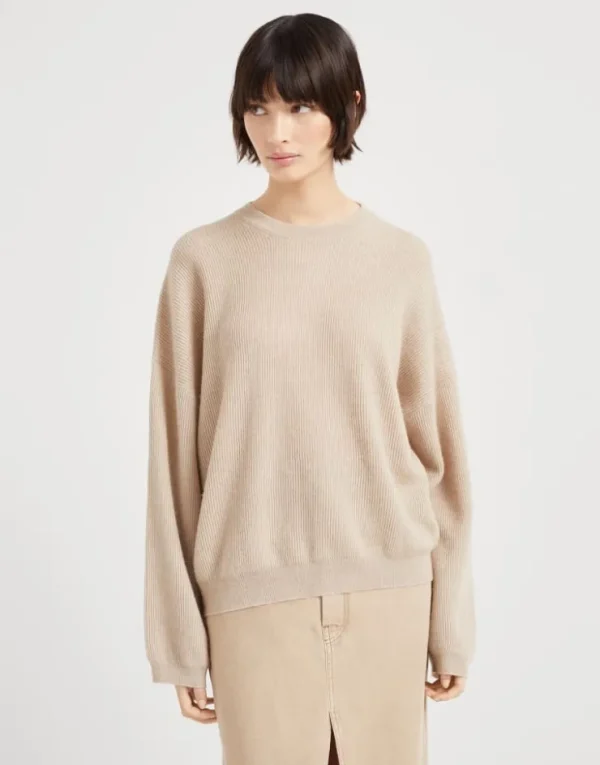 Brunello Cucinelli Pullover aus Alpaka und Baumwolle in Patentstrick mit Monili | Damen Strickwaren