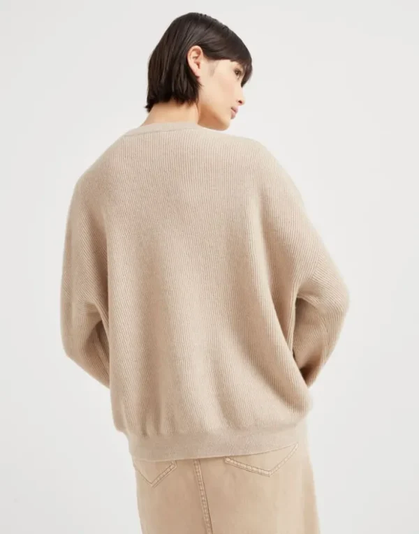 Brunello Cucinelli Pullover aus Alpaka und Baumwolle in Patentstrick mit Monili | Damen Strickwaren