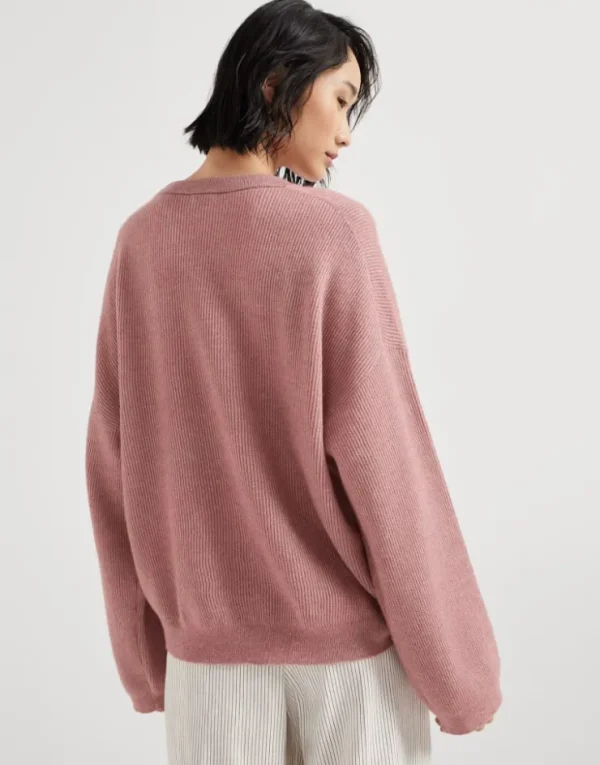 Brunello Cucinelli Pullover aus Alpaka und Baumwolle in Patentstrick mit Monili | Damen Strickwaren