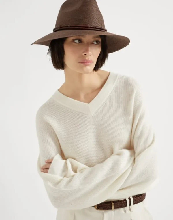 Brunello Cucinelli Pullover aus Alpaka und Baumwolle in Patentstrick mit Monili | Damen Strickwaren