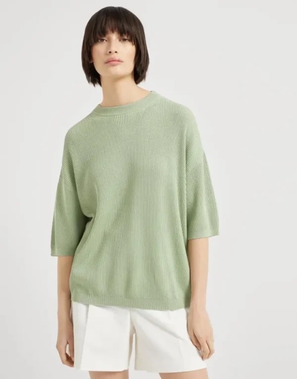 Brunello Cucinelli Pullover aus Baumwolle in Patentstrick mit Monili | Damen Strickwaren