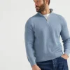 Brunello Cucinelli Pullover aus Baumwolle in Patentstrick mit Reißverschluss und Raglanärmeln | Herren Strickwaren