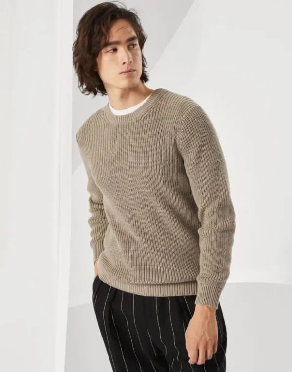 Brunello Cucinelli Pullover aus Baumwolle in Halbpatentstrick | Herren Strickwaren