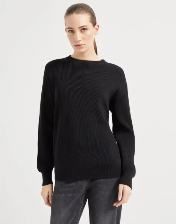 Brunello Cucinelli Pullover aus Baumwolle in Patentstrick mit Monili | Damen Strickwaren