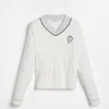 Brunello Cucinelli Pullover aus Baumwolle in flachem Rippenstrick mit Logo und Monili | Kinder Travelwear | Strickwaren