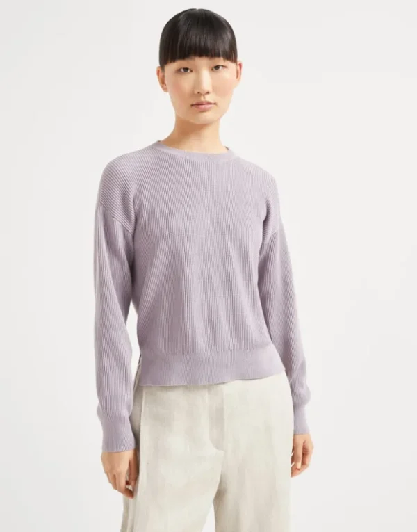 Brunello Cucinelli Pullover aus Baumwolle in Patentstrick mit Monili | Damen Strickwaren