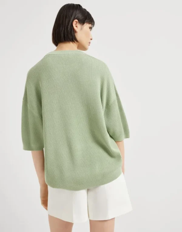 Brunello Cucinelli Pullover aus Baumwolle in Patentstrick mit Monili | Damen Strickwaren