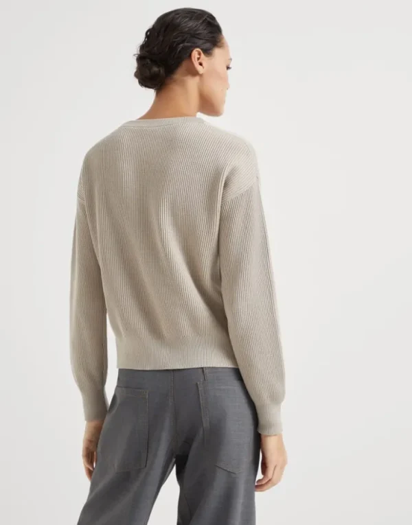 Brunello Cucinelli Pullover aus Baumwolle in Patentstrick mit Monili | Damen Strickwaren