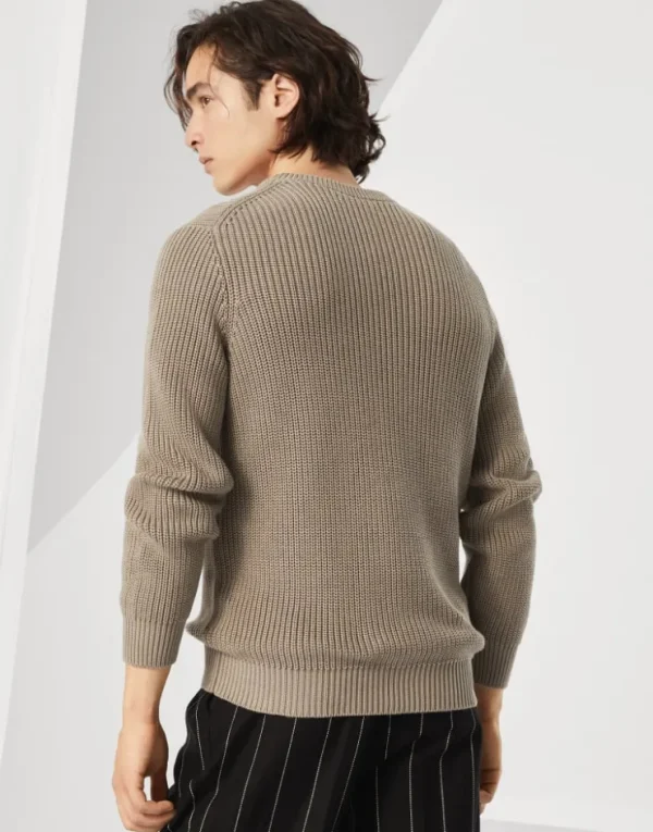 Brunello Cucinelli Pullover aus Baumwolle in Halbpatentstrick | Herren Strickwaren