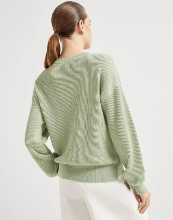 Brunello Cucinelli Pullover aus Baumwolle in Patentstrick mit Monili | Damen Strickwaren