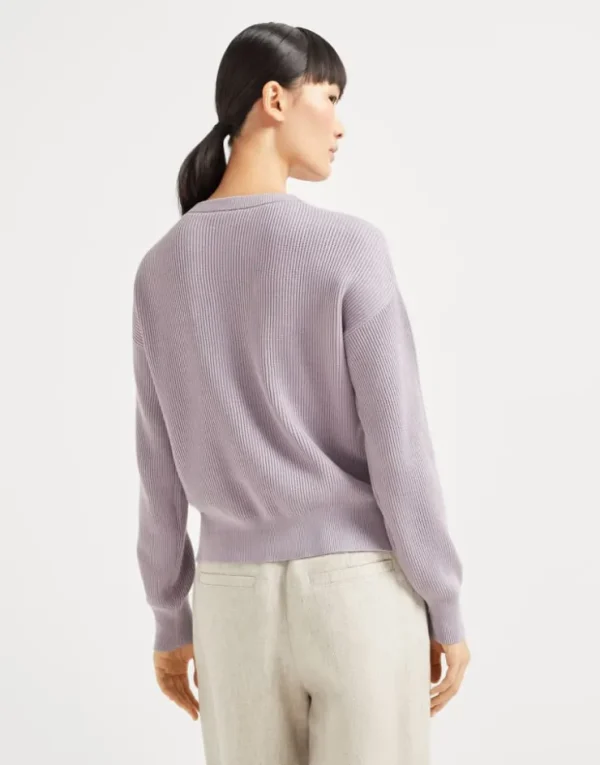 Brunello Cucinelli Pullover aus Baumwolle in Patentstrick mit Monili | Damen Strickwaren