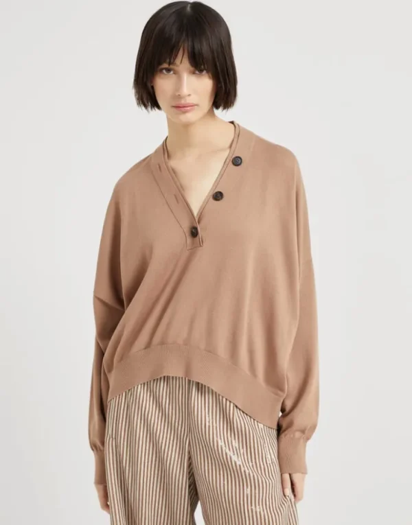 Brunello Cucinelli Pullover aus Baumwolle mit Knöpfen | Damen Strickwaren