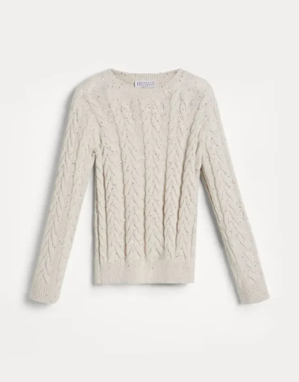 Brunello Cucinelli Pullover aus Dazzling Double Cable-Baumwollstrick | Kinder Strickwaren