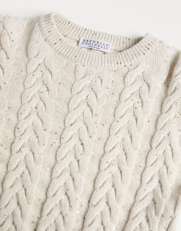 Brunello Cucinelli Pullover aus Dazzling Double Cable-Baumwollstrick | Kinder Strickwaren