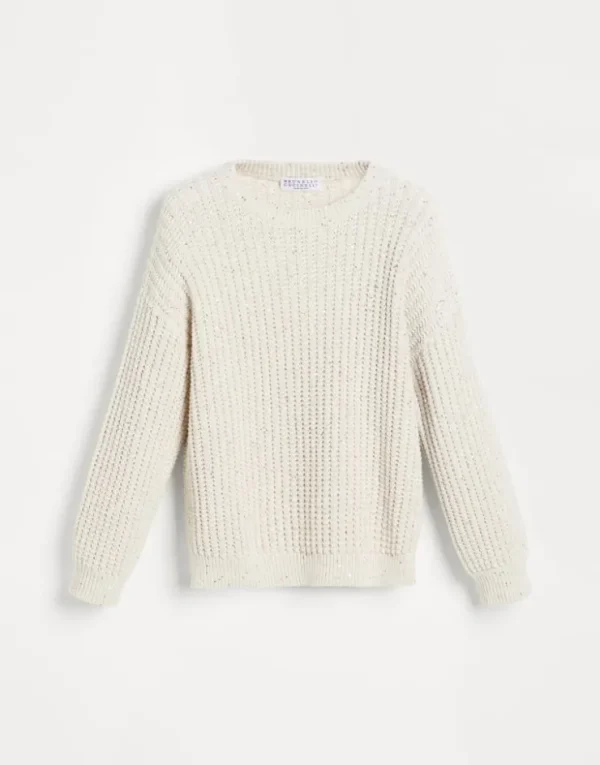 Brunello Cucinelli Pullover aus Dazzling-Baumwolle in Rippenstrick | Kinder Strickwaren