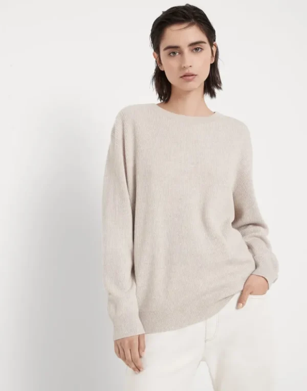 Brunello Cucinelli Pullover aus Kaschmir in Patentstrick mit Monili | Damen Strickwaren