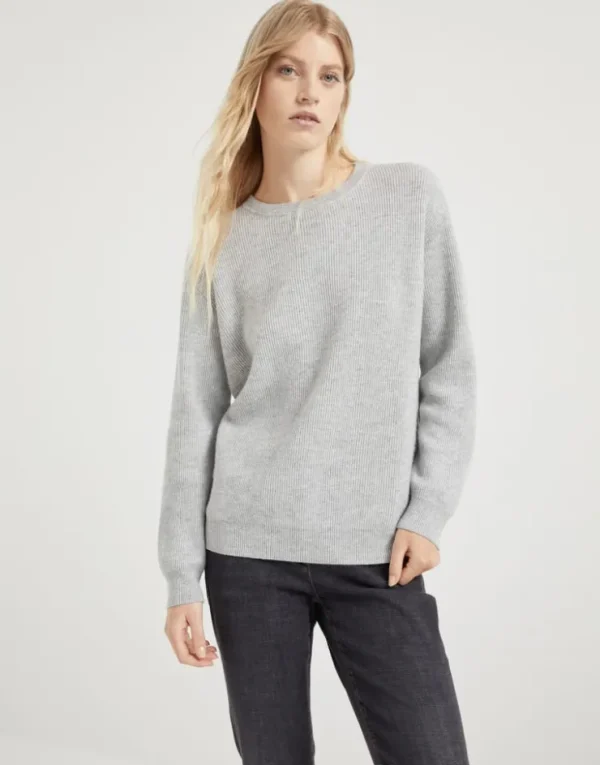 Brunello Cucinelli Pullover aus Kaschmir in Patentstrick mit Monili | Damen Strickwaren