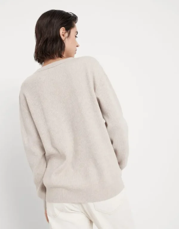 Brunello Cucinelli Pullover aus Kaschmir in Patentstrick mit Monili | Damen Strickwaren