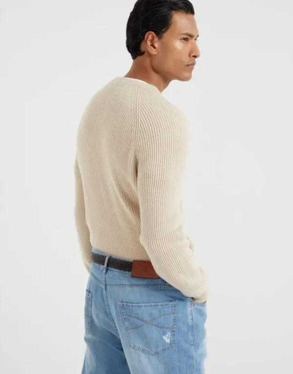 Brunello Cucinelli Pullover aus Kaschmir in Patentstrick mit Raglanärmeln | Herren Strickwaren