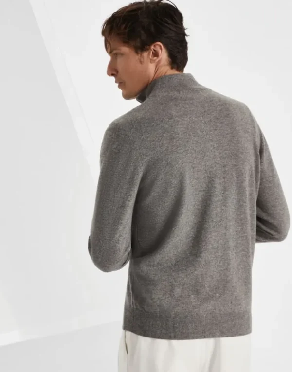 Brunello Cucinelli Pullover aus Kaschmir mit Stehkragen und Reißverschluss | Herren Strickwaren