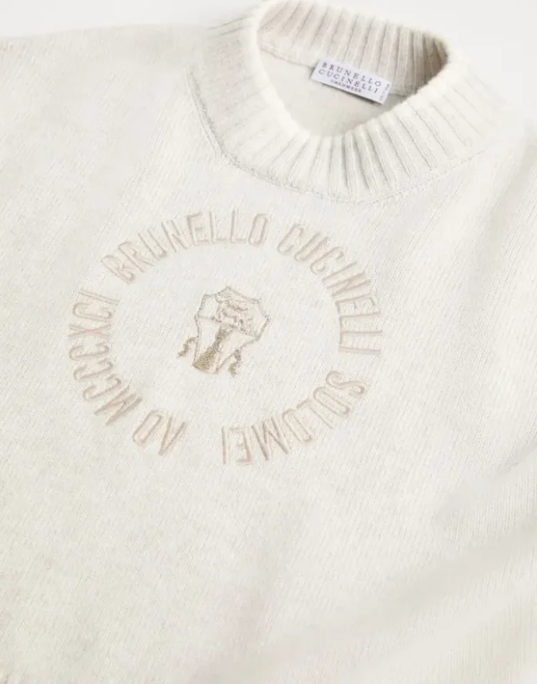 Brunello Cucinelli Pullover aus Kaschmir mit Kraterkragen und Stickerei | Kinder Strickwaren