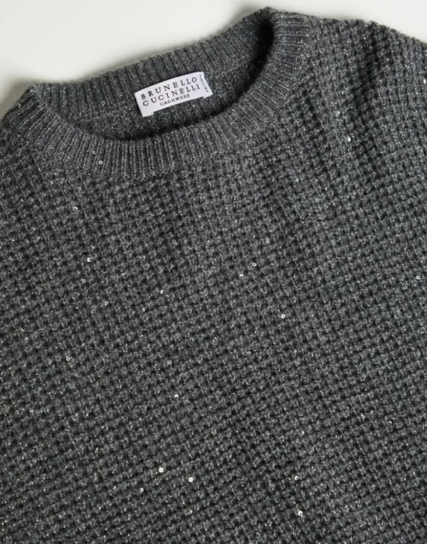 Brunello Cucinelli Pullover aus Kaschmir und Sparkling & Dazzling-Wolle im Waffelmuster | Kinder Strickwaren