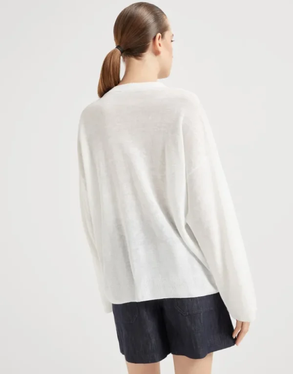 Brunello Cucinelli Pullover aus Leinen mit Shiny Pocket Detail | Damen Strickwaren