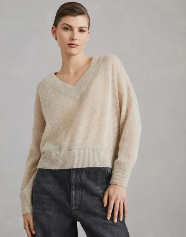 Brunello Cucinelli Pullover aus Mohair und Sparkling-Wolle mit Monili | Damen Strickwaren