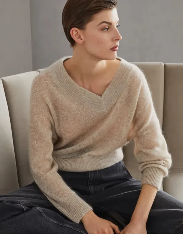 Brunello Cucinelli Pullover aus Mohair und Sparkling-Wolle mit Monili | Damen Strickwaren