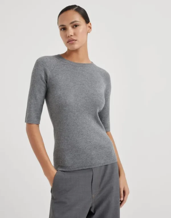 Brunello Cucinelli Pullover aus Sparkling-Kaschmir in Rippenstrick | Damen Strickwaren