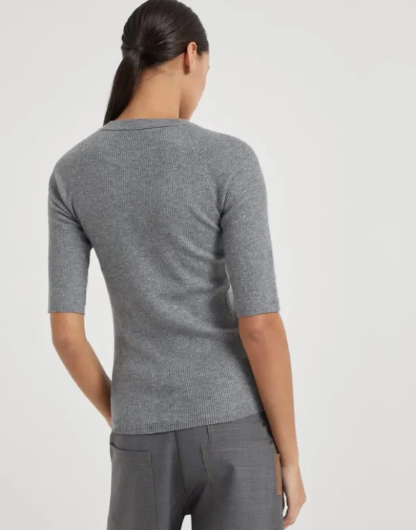 Brunello Cucinelli Pullover aus Sparkling-Kaschmir in Rippenstrick | Damen Strickwaren