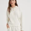 Brunello Cucinelli Pullover im Poloshirt-Stil aus Kaschmir in Zopfstrick mit Monili | Damen Strickwaren