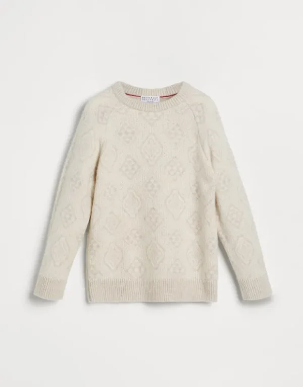 Brunello Cucinelli Pullover in Geometric Jacquard aus Alpaka, Baumwolle und Wolle | Kinder Strickwaren