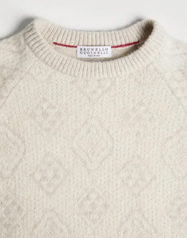 Brunello Cucinelli Pullover in Geometric Jacquard aus Alpaka, Baumwolle und Wolle | Kinder Strickwaren