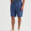 Brunello Cucinelli Pull-up-Bermuda aus leichtem Délavé-Leinen | Herren Hosen