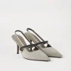 Brunello Cucinelli Pumps aus Veloursleder mit Precious Strap | Damen Schuhe Mit Absätzen