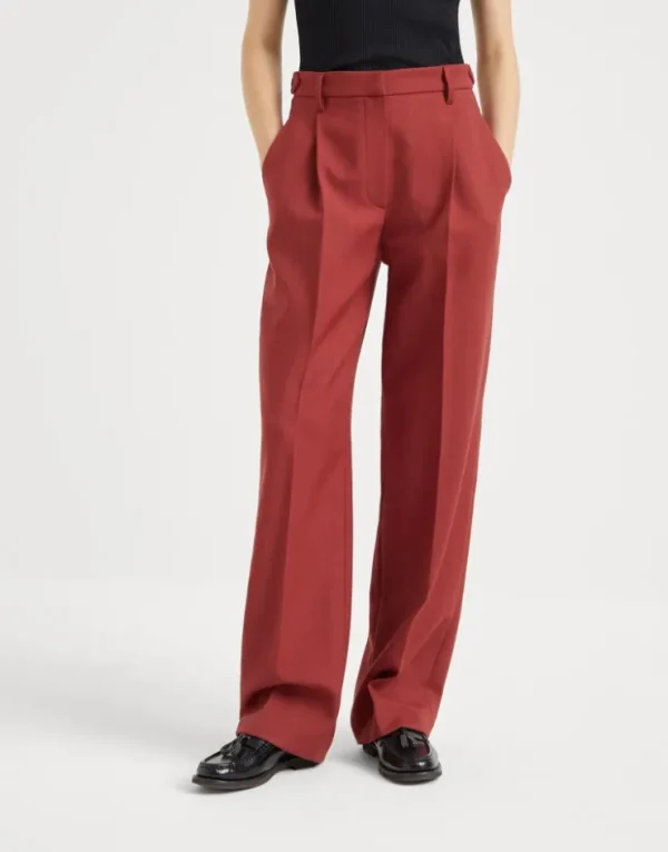 Brunello Cucinelli Relaxed Tailored-Hose aus Twill in Schurwoll-Malfilé | Damen Hosen