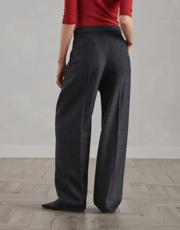 Brunello Cucinelli Relaxed Tailored-Hose in Prince-of-Wales-Karo aus Schurwolle | Damen Hosen