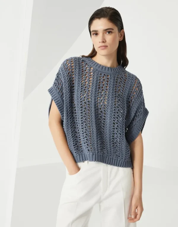 Brunello Cucinelli Ribbed Net-Pullover aus Baumwolle | Damen Strickwaren