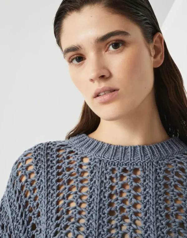 Brunello Cucinelli Ribbed Net-Pullover aus Baumwolle | Damen Strickwaren