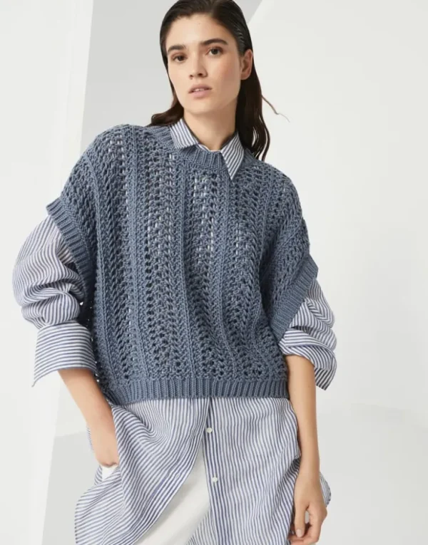 Brunello Cucinelli Ribbed Net-Pullover aus Baumwolle | Damen Strickwaren