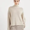 Brunello Cucinelli Rollkragenpullover aus Kaschmir mit Precious Half Zip | Damen Strickwaren