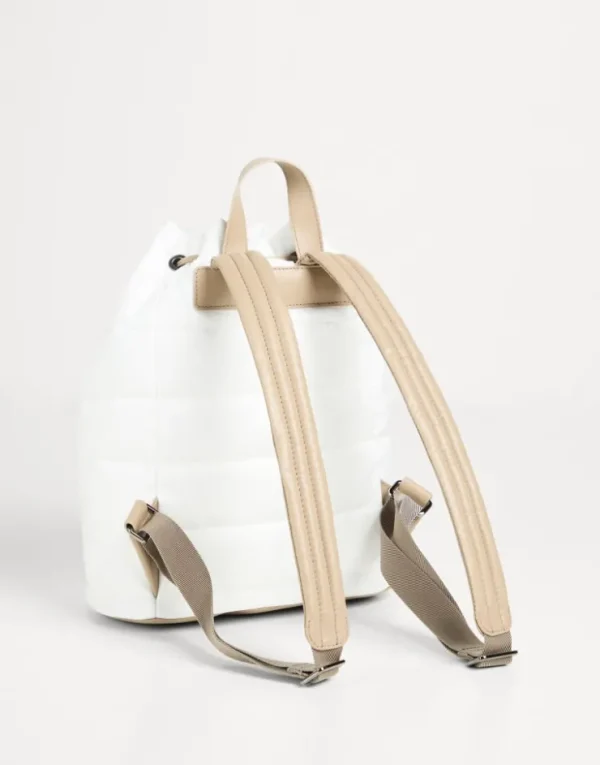 Brunello Cucinelli Rucksack aus gestepptem Nylon und Leder mit Monili | Kinder Taschen