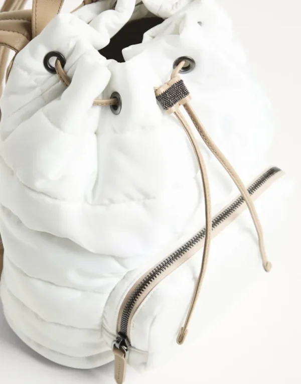 Brunello Cucinelli Rucksack aus gestepptem Nylon und Leder mit Monili | Kinder Taschen